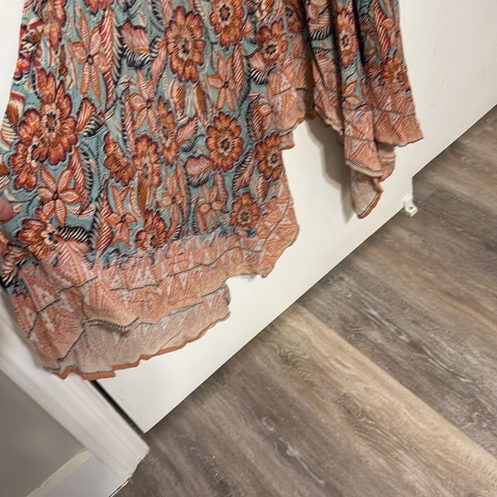 NWT Floral Shark Bite Hem Tank Dress with Waist Belt Tie Large Summer - Picture 4 of 11